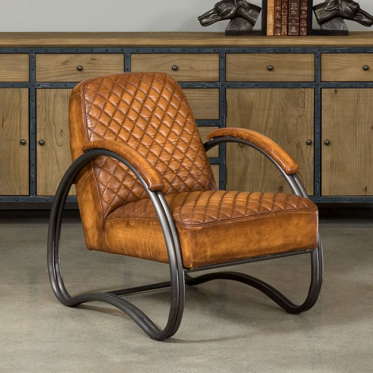 Leather best sale metal armchair